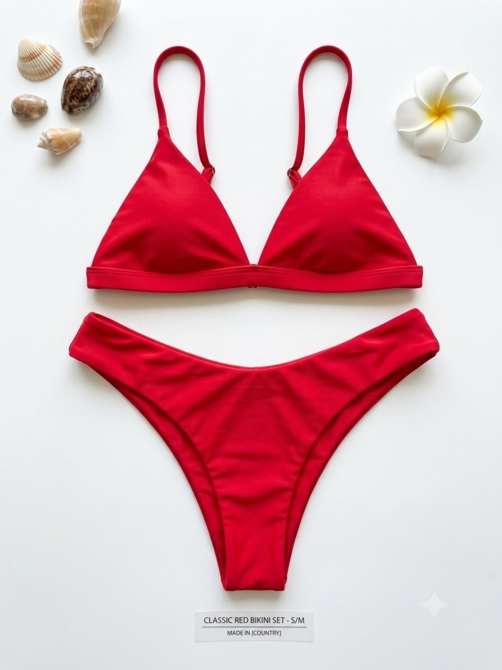 Classic Red Triangle Bikini Set - Women Swim